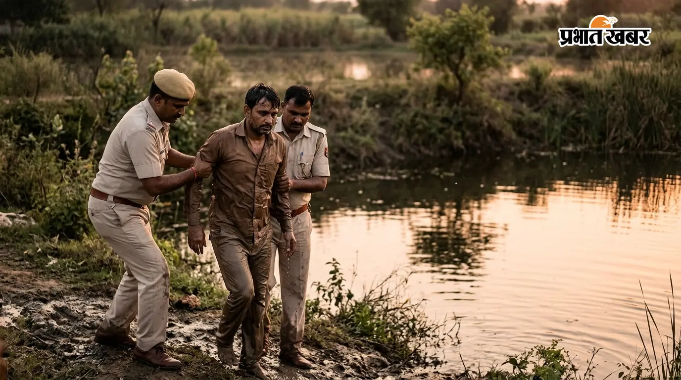 गिरफ्तारी से बचने के लिए तालाब में कूदा धोखाधड़ी का आरोपी, घंटों बाद पुलिस ने किया गिरफ्तार
