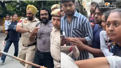 जंतर-मंतर पर पुलिस की कार्रवाई, बच्ची के सामने पिता को उठाया; पत्नी बोलीं- सर, बच्ची रो रही है