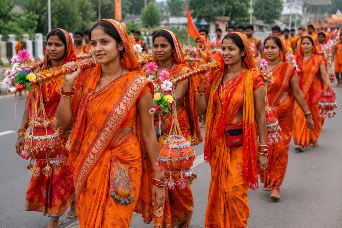 बाबाधाम जातीं महिला कांवरियों की सांकेतिक तस्वीर.