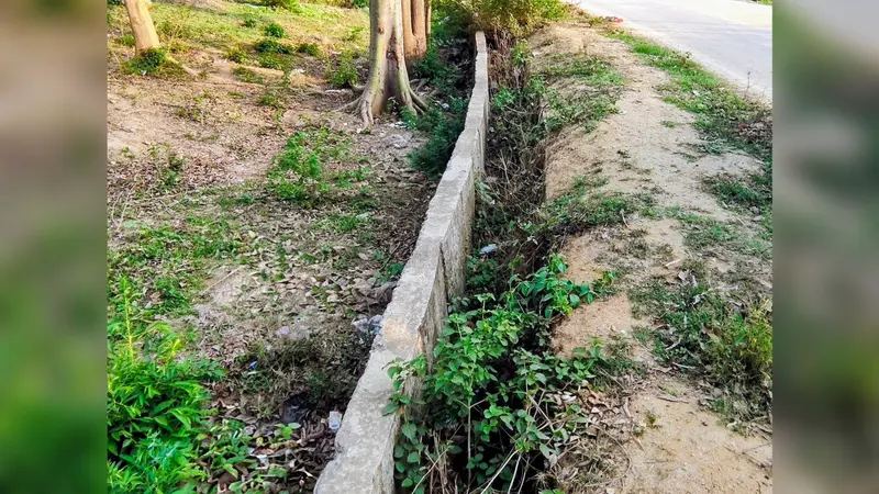 गंदगी से जाम हुआ लखनपहाड़ी मोड़ का नाला, हादसे का बढ़ा खतरा