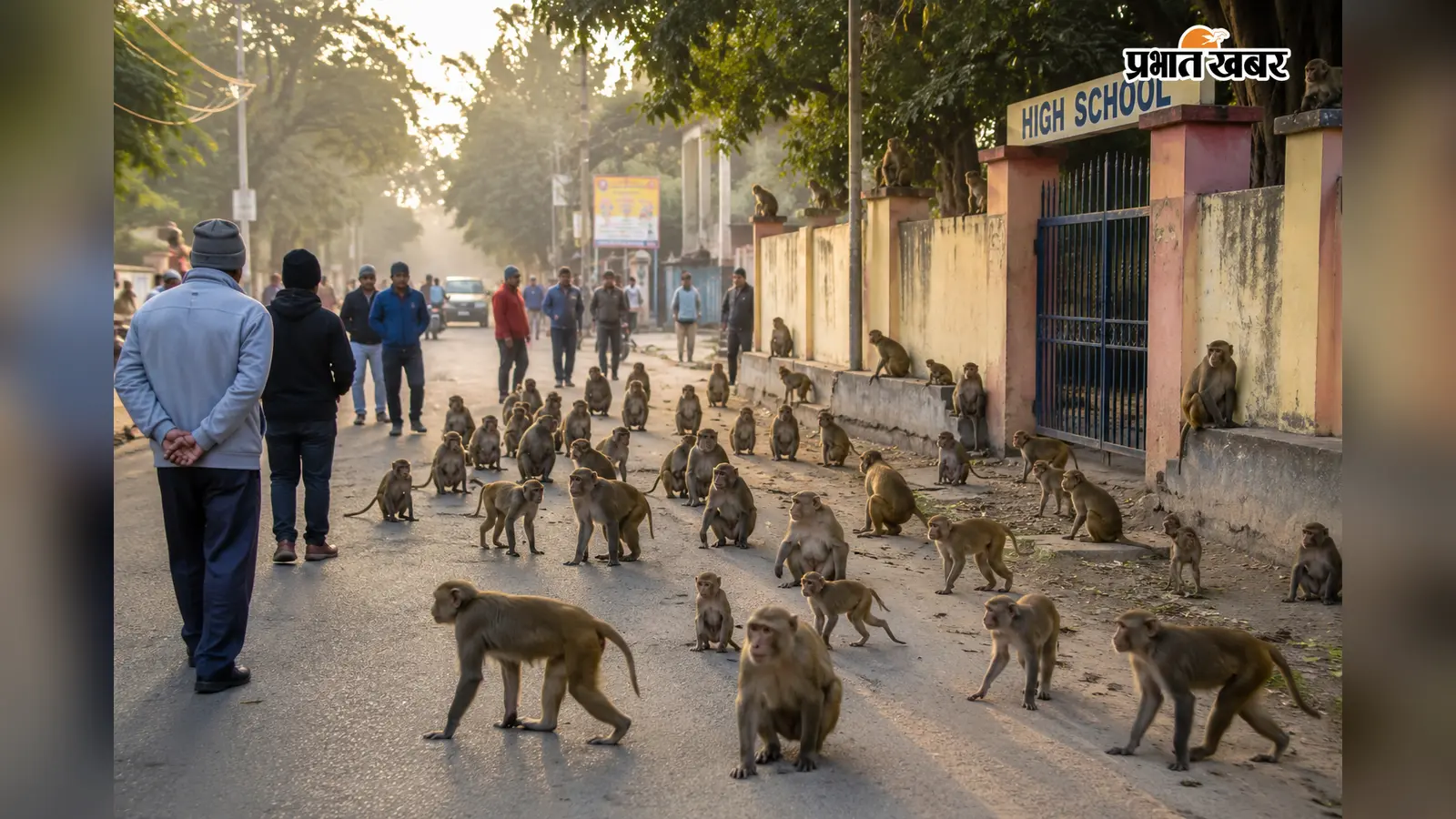 ठाकुरगंज में सड़क पर बंदरों का डेरा, मॉर्निंग वॉक करने वाले लोग परेशान