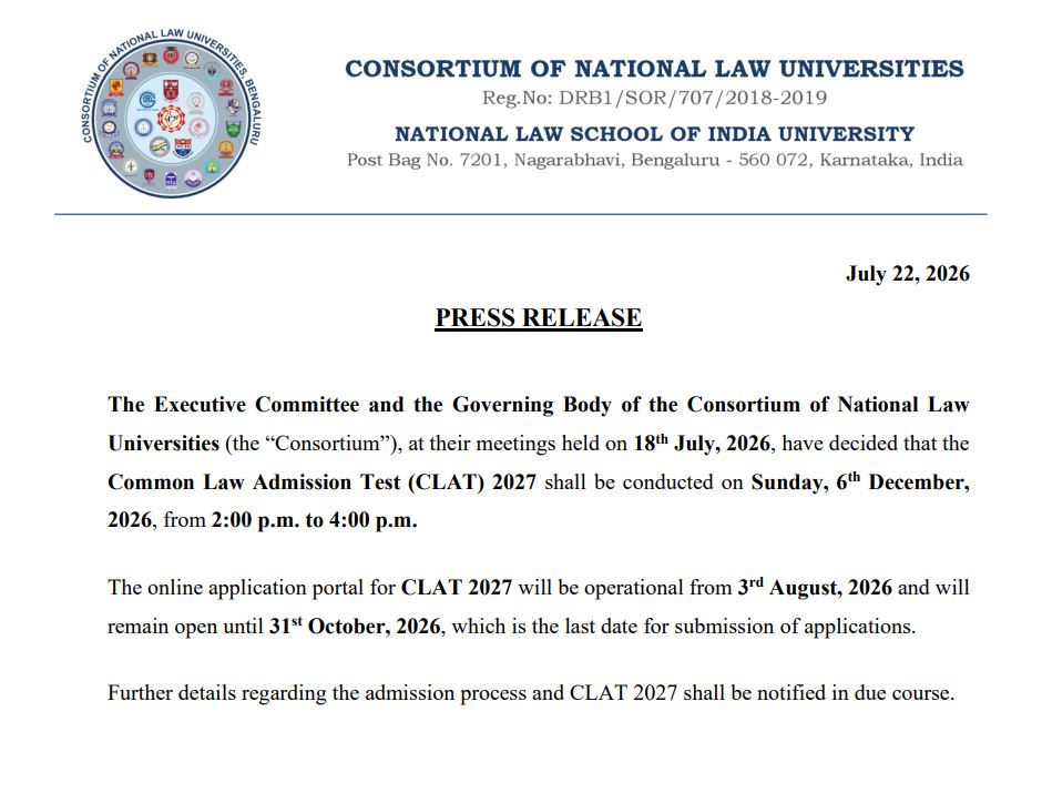 CLAT 2027 Notice