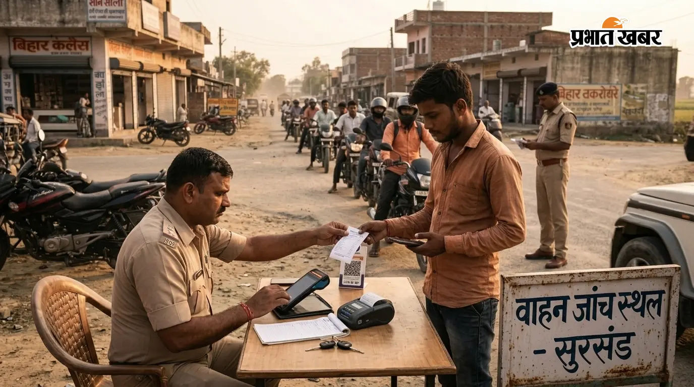 सुरसंड में वाहन जांच अभियान तेज, 14 बाइक चालकों से ₹20 हजार का ऑनलाइन चालान वसूला