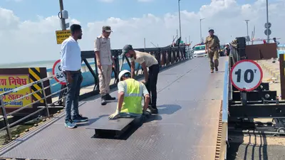 बेली ब्रिज के मेंटेनेंस के लिए 15 मिनट का ट्रैफिक ब्लॉक, दोनों ओर लगी वाहनों की लंबी कतार