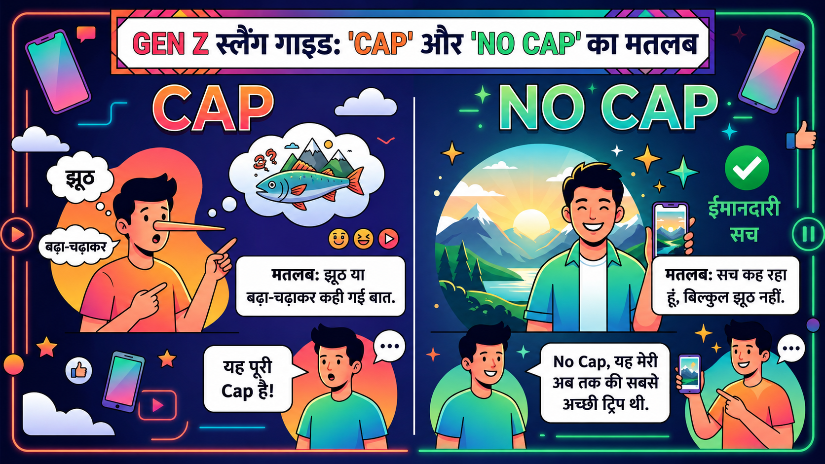 कैप और नो कैप का मतलब समझें (AI Generated Image)