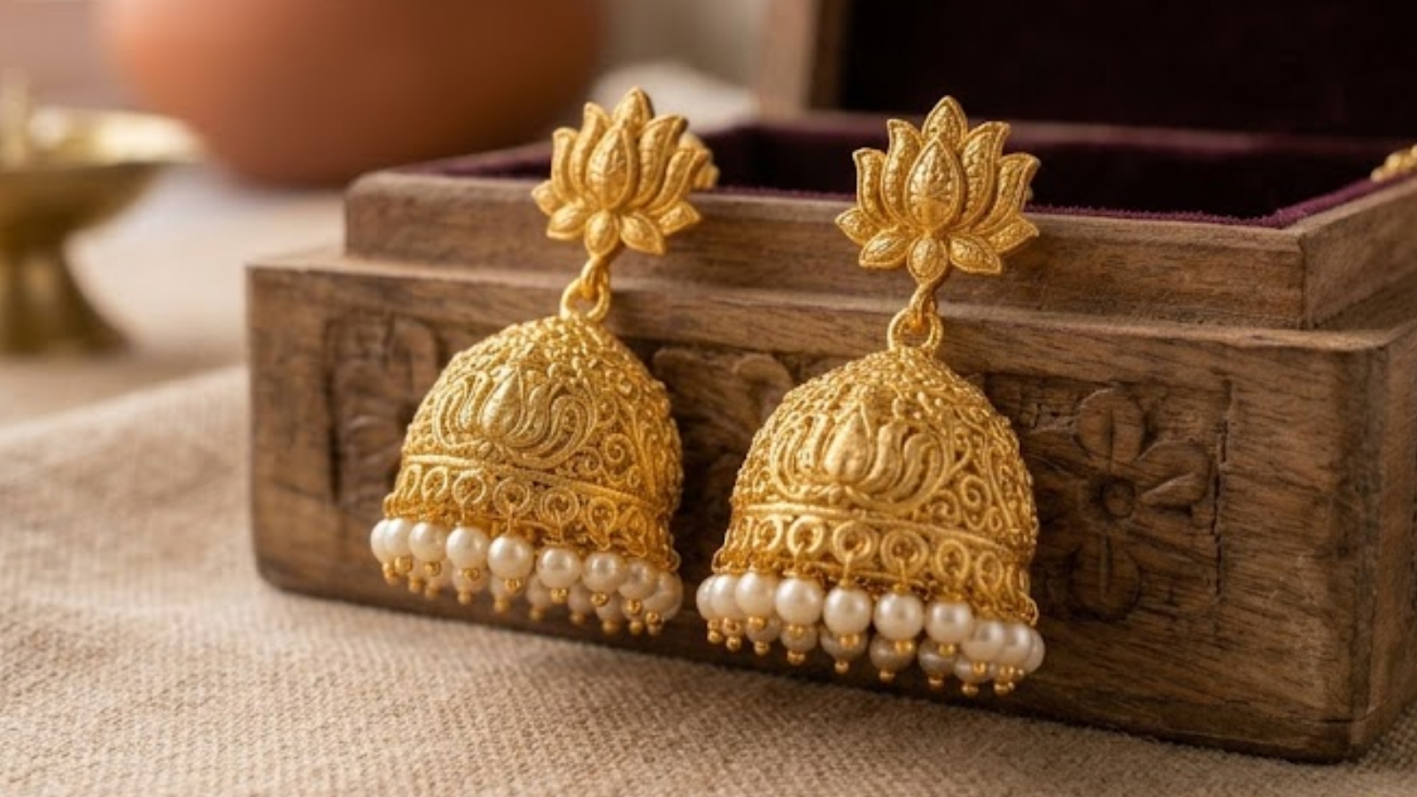 Lotus Gold Jhumka Design, AI Image