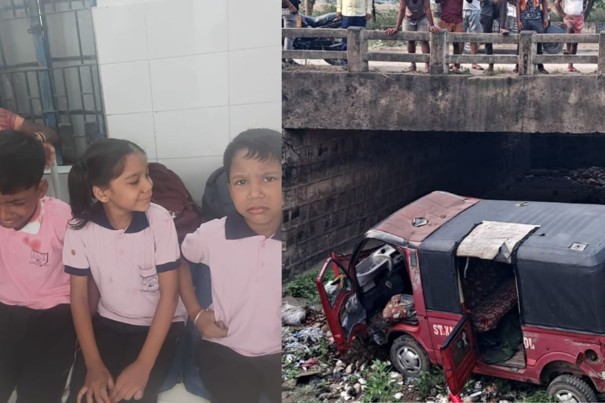 औरंगाबाद के तमसी मोड़ पर दर्दनाक हादसा, 25 फीट गहरी नहर में पलटी स्कूली वैन, 14 बच्चे जख्मी