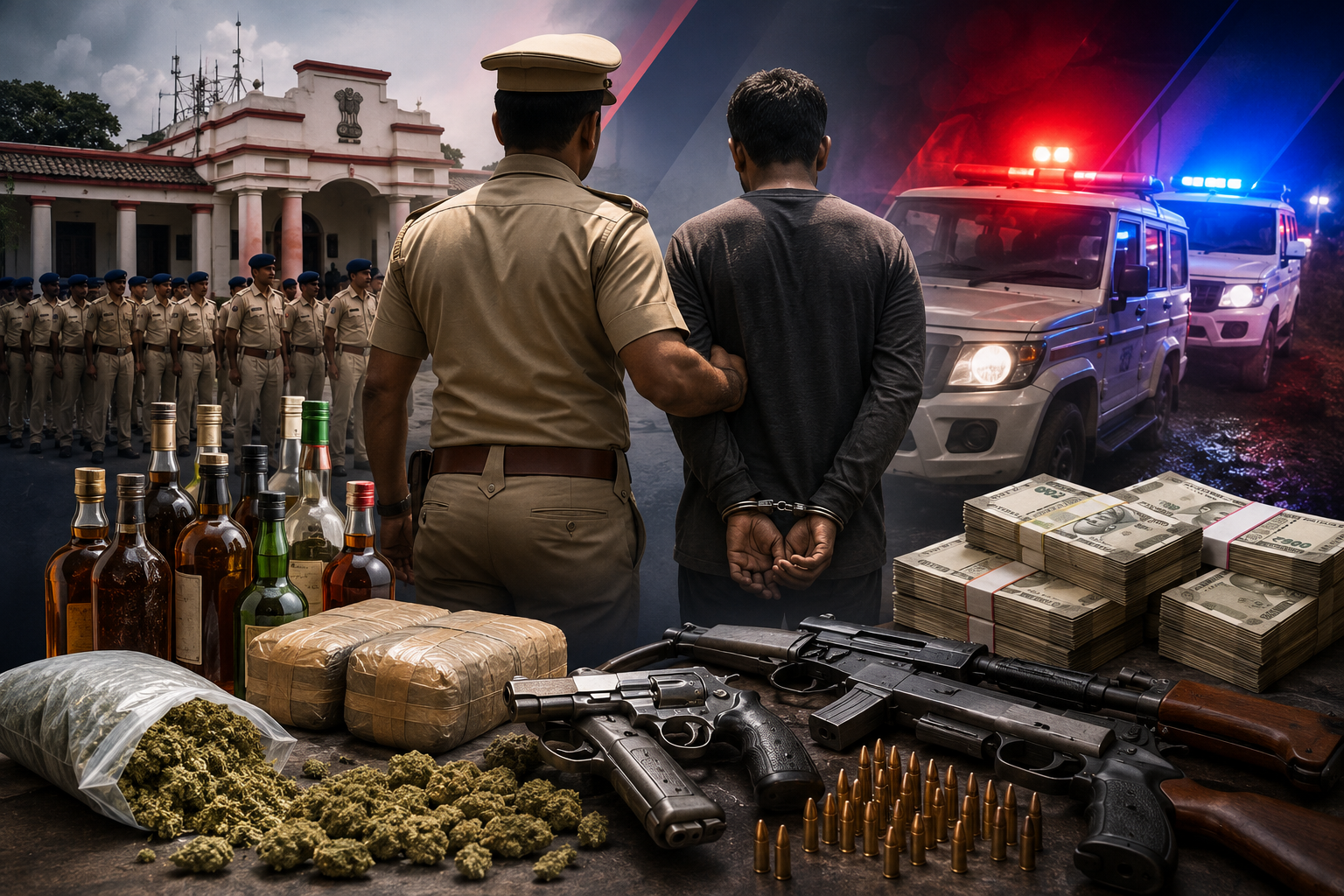 एक महीने में 693 अपराधी गिरफ्तार, 42.84 लाख रुपये जुर्माना वसूला, 236 किलो गांजा भी बरामद