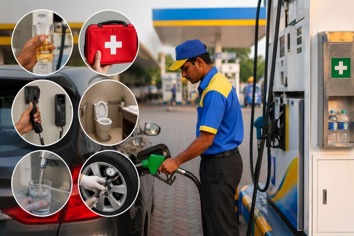 टायर में हवा से लेकर फर्स्ट एड तक, पेट्रोल पंप पर मुफ्त मिलती हैं ये सुविधाएं, न मिले तो यहां करें शिकायत
