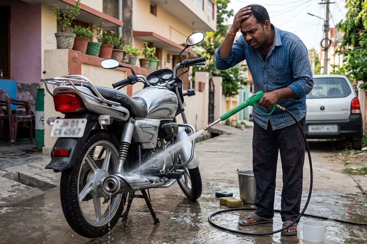 बाइक धोते समय साइलेंसर में पानी चला जाए तो क्या करें? जानिए सही तरीका, वरना हो सकता है नुकसान