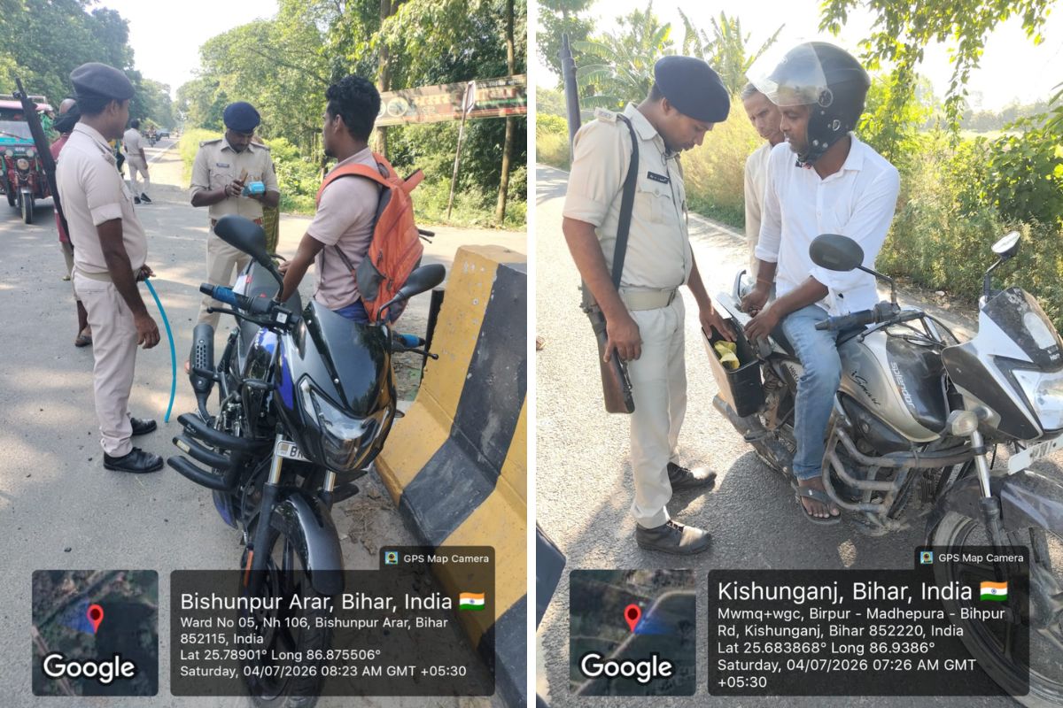 मधेपुरा में सड़कों पर पुलिस का चेकिंग ड्राइव, संदिग्ध वाहनों और व्यक्तियों की हुई जांच