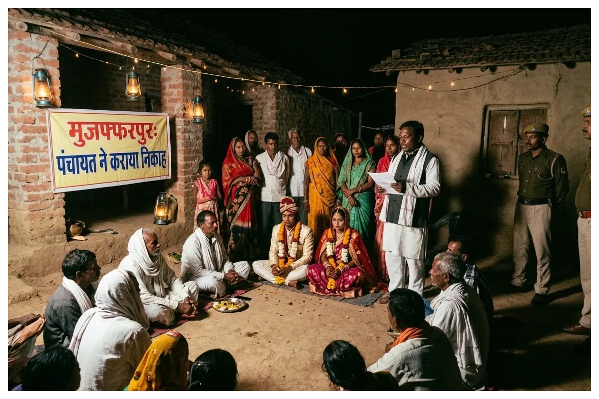 मुजफ्फरपुर: आधी रात को प्रेमिका से मिलने पहुंचा प्रेमी, ग्रामीणों ने रात में ही पंचायत बैठाकर कराया निकाह