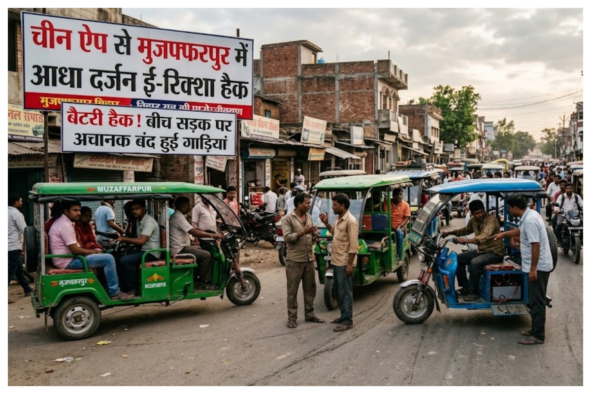 चीनी ऐप से मुजफ्फरपुर में आधा दर्जन E-Rickshaw की बैटरी हैक, बीच सड़क पर अचानक बंद हुई गाड़ियां