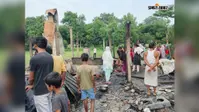 महंत मनियारी में शॉर्ट सर्किट से भीषण आग, चार घर जलकर राख, 10 लाख से अधिक की संपत्ति खाक