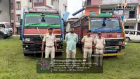 खनन विभाग की बड़ी कार्रवाई, अवैध बालू लदे दो डीसीएम ट्रक जब्त; चालकों पर प्राथमिकी दर्ज