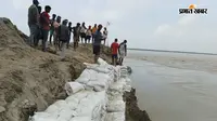 कोसी नदी के कटाव से जमींदारी बांध पर मंडराया खतरा, ग्रामीणों ने एंटी इरोजन कार्य की गुणवत्ता पर उठाए सवाल