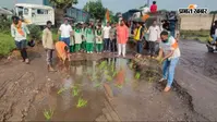 चतरा: जर्जर सड़क पर धान रोपकर ग्रामीणों ने जताया विरोध, जगह-जगह बनें गड्ढे