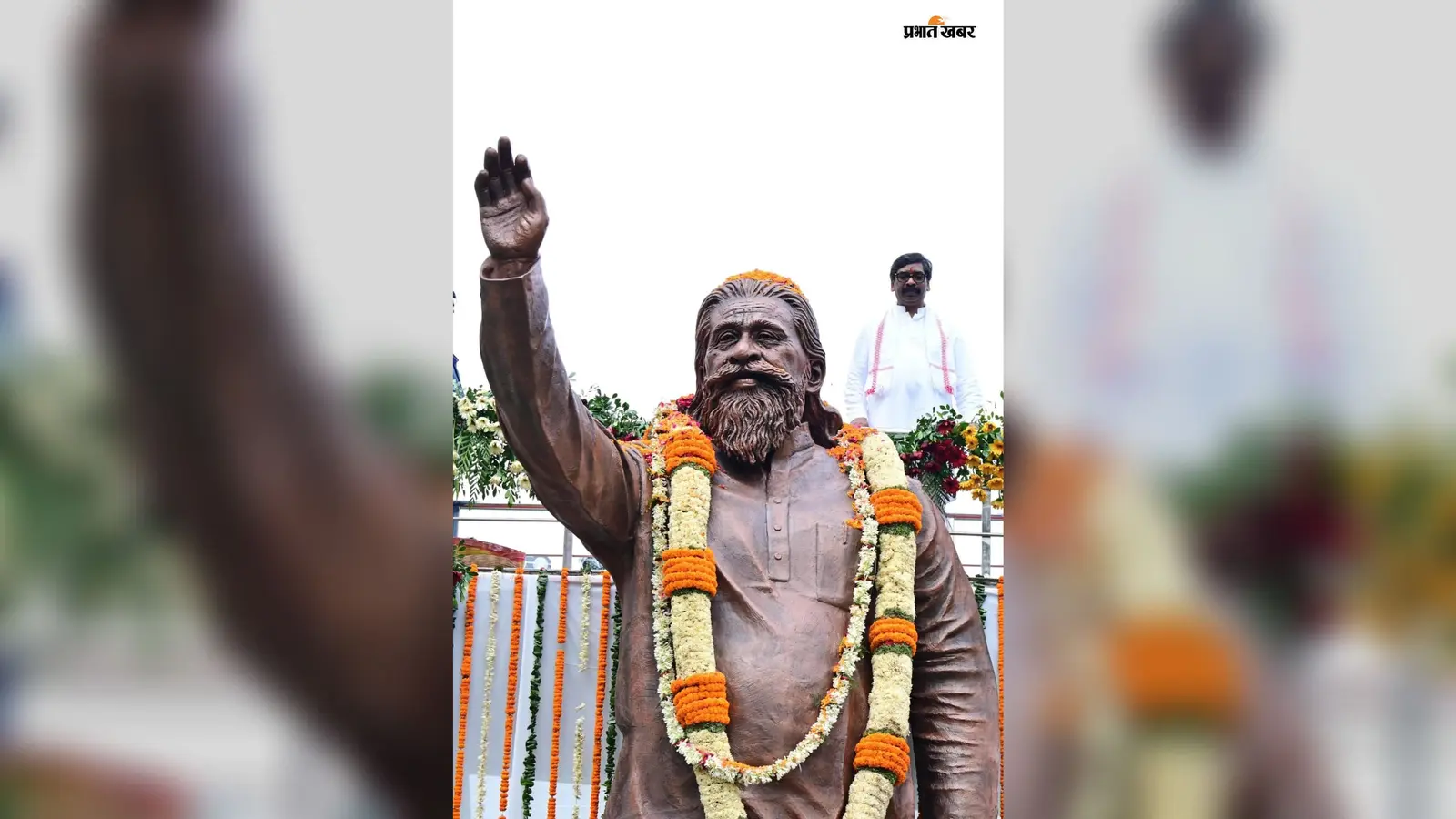 स्टील और सिलिका फाइबर से बनी शिबू सोरेन की आदमकद प्रतिमा, रामगढ़ में हुआ अनावरण