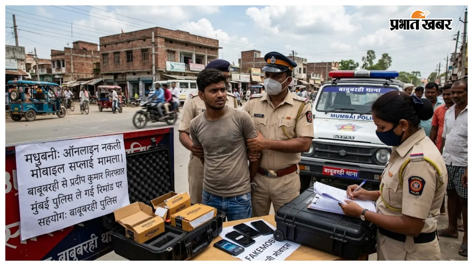 ऑनलाइन नकली मोबाइल सप्लाई मामले में बाबूबरही से युवक गिरफ्तार, मुंबई पुलिस ले गई रिमांड पर