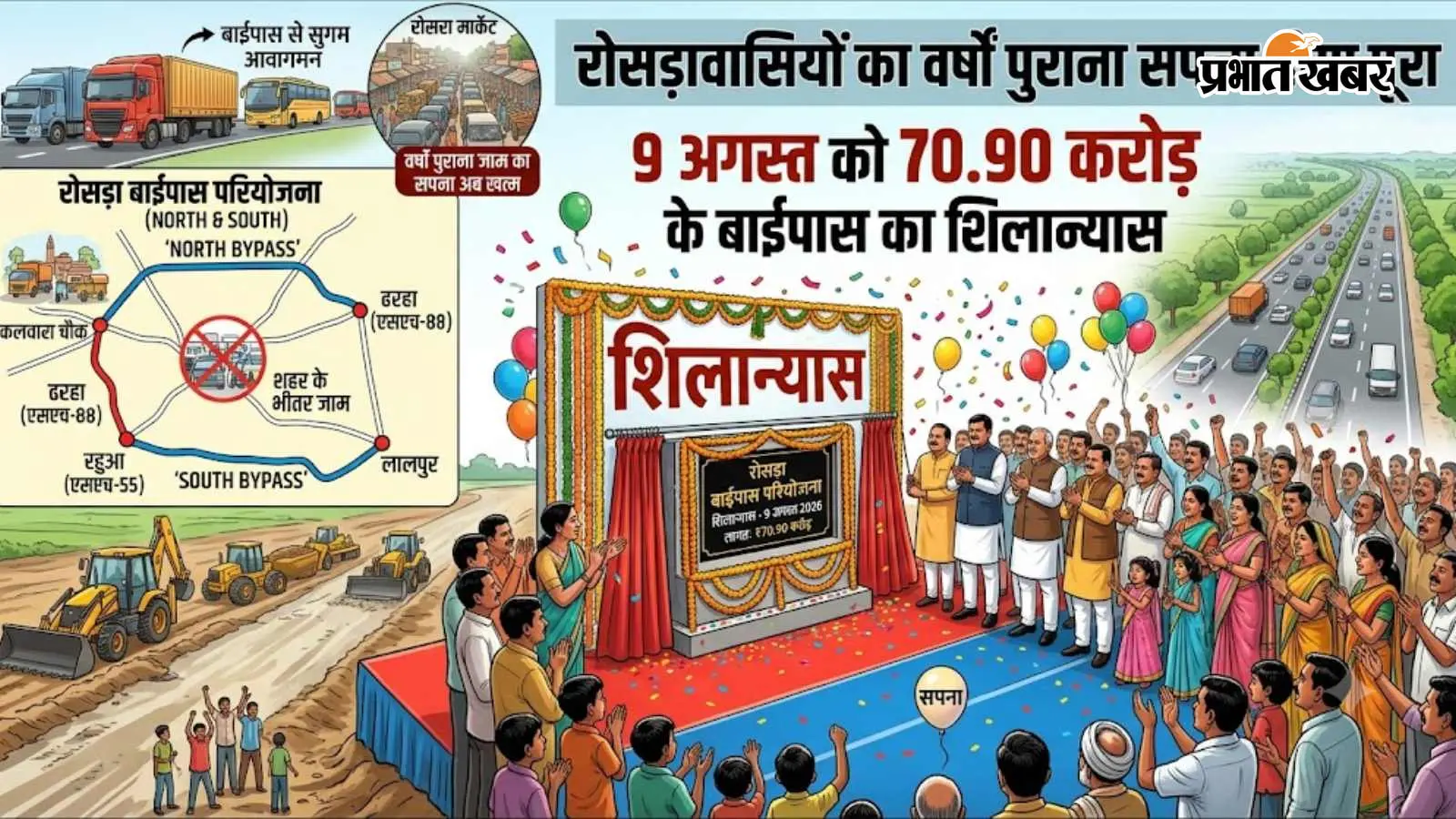 रोसड़ावासियों का वर्षों पुराना सपना होगा पूरा, 9 अगस्त को 70.90 करोड़ के बाईपास का शिलान्यास