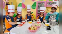 ग्रिजली स्कूल में यूकेजी के बच्चों ने बनाई फ्रूट चाट, खेल-खेल में सीखी स्वस्थ खानपान की आदत