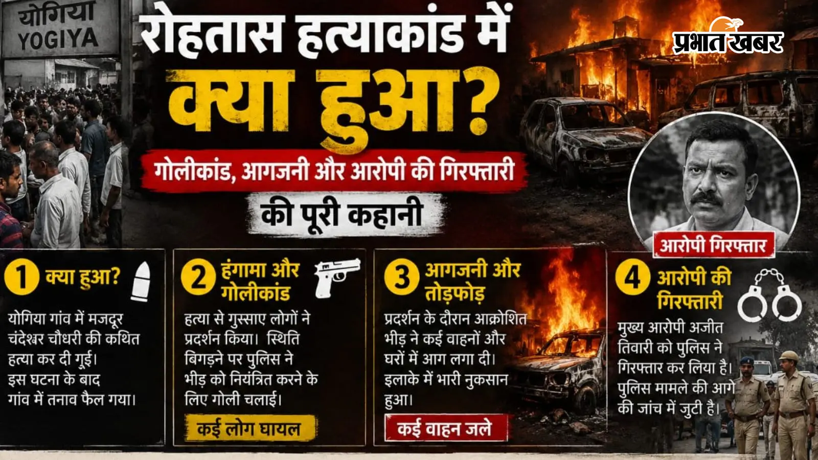 एक्सप्लेनर : रोहतास हत्याकांड में क्या हुआ? जानिए गोलीकांड, आगजनी और आरोपी की गिरफ्तारी की पूरी कहानी