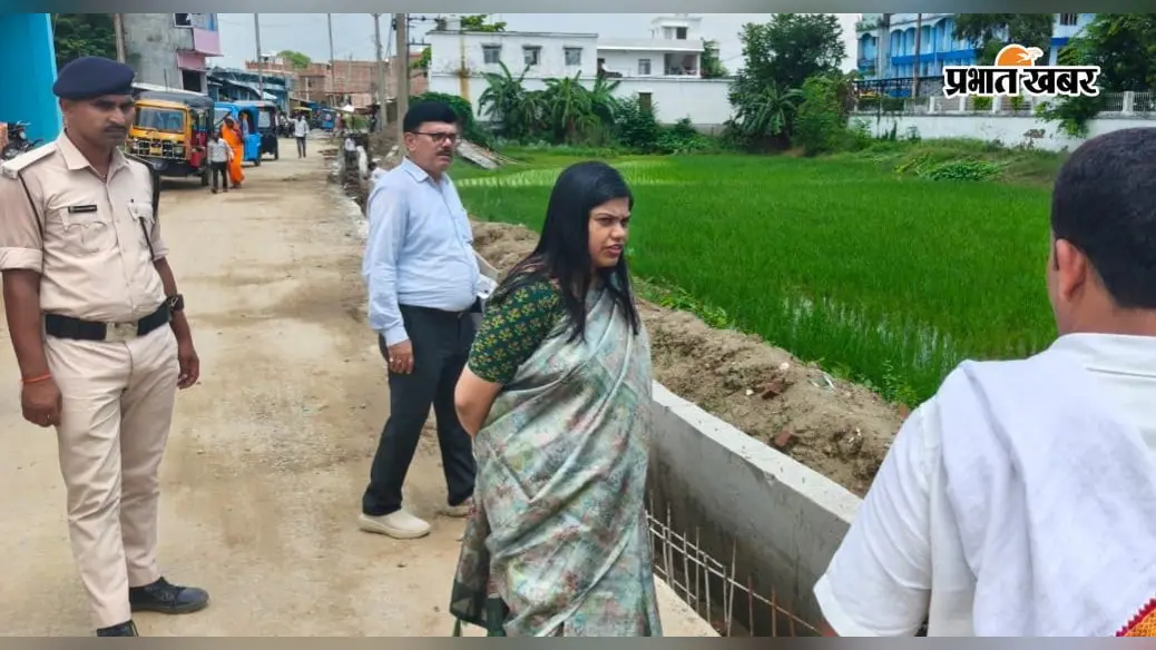 डीएम प्रतिभा रानी ने सड़क-नाला निर्माण और शिक्षा भवन का किया निरीक्षण, गुणवत्ता पर जोर