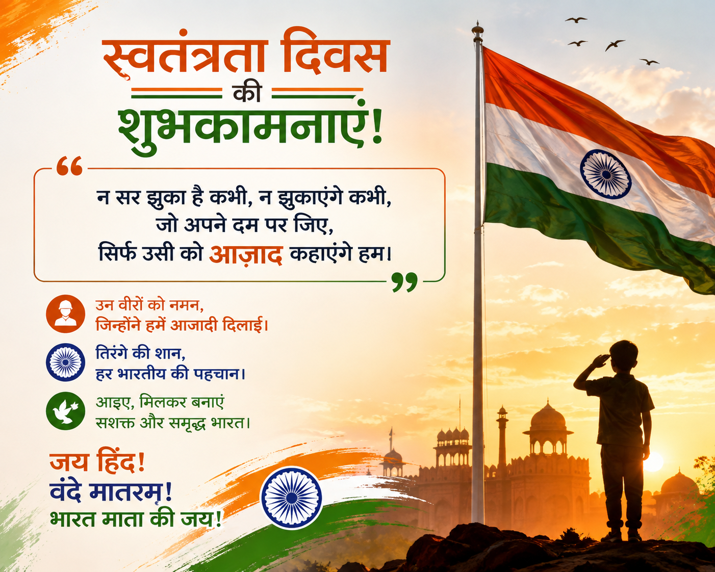 स्वतंत्रता दिवस पर संदेश (AI Generated Image) 