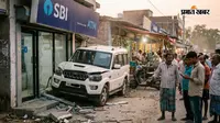 चकिया में अनियंत्रित स्कॉर्पियो एसबीआई एटीएम में घुसी, चालक मौके से फरार