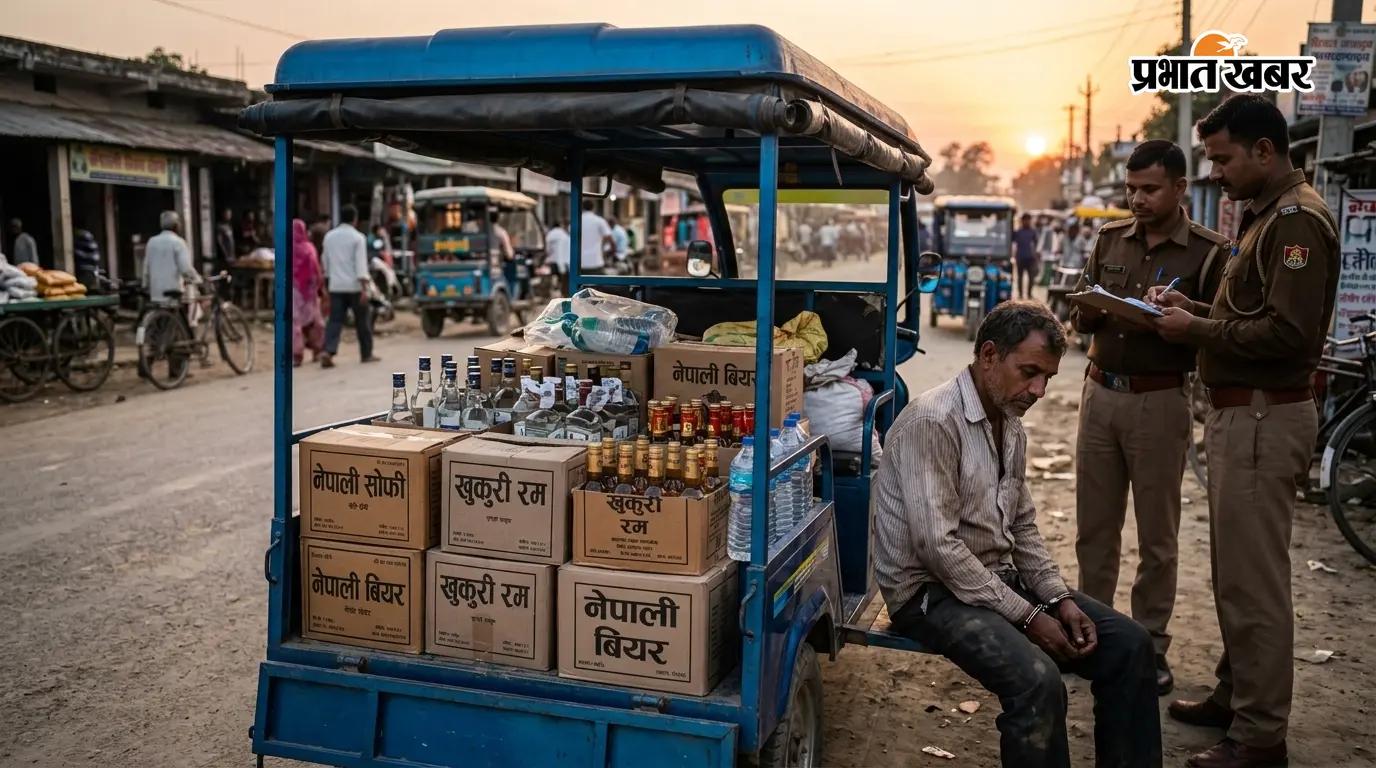 ई-रिक्शा से भारी मात्रा में नेपाली शराब बरामद, चालक गिरफ्तार