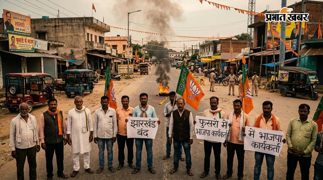 झारखंड बंद का फुसरो में दिखा असर, सड़क पर उतरे भाजपा कार्यकर्ता