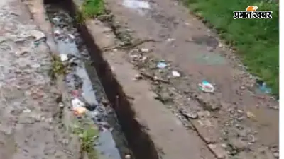 ससौली गांव की मुख्य सड़क पर जलजमाव से लोग परेशान, ग्रामीणों ने किया नाला निर्माण की मांग की