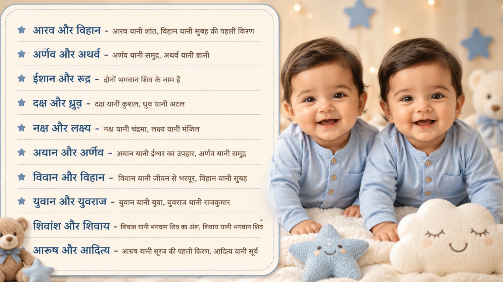 जुड़वा बेटों के लिए नाम, Pc - AI