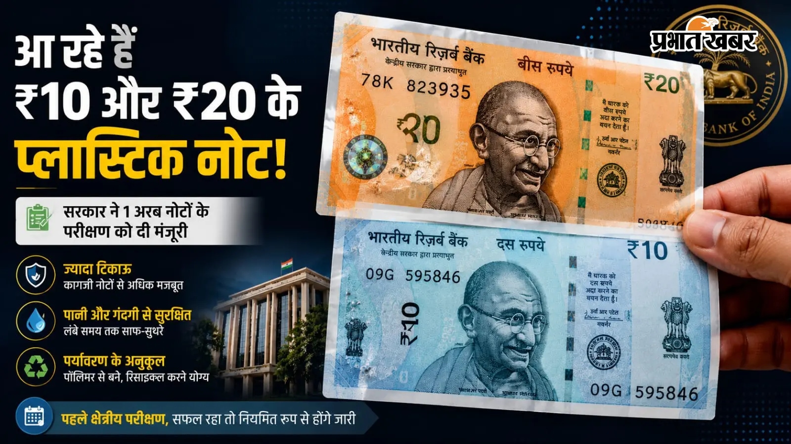 10 और 20 रुपये के आएंगे प्लास्टिक नोट, सरकार ने 200 करोड़ नोटों के परीक्षण को दी मंजूरी