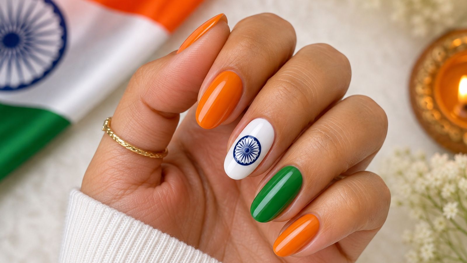 अशोक चक्र नेल आर्ट, PC - AI
