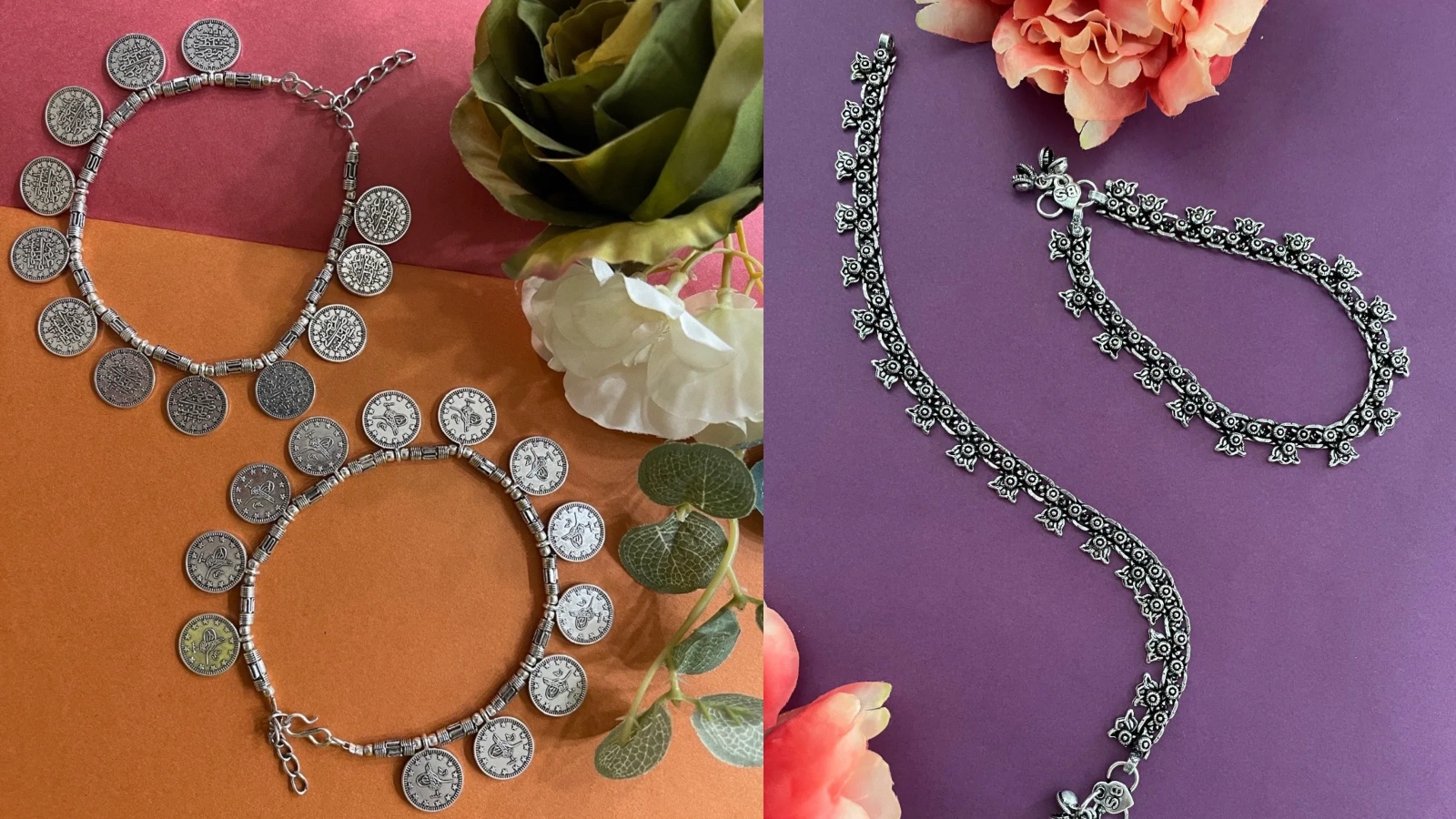 Oxidised Silver Payal
