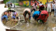 जब सड़क पर नहीं बचा रास्ता, तो ग्रामीणों ने वहीं रोप दिया धान, सोनभद्र में बदहाल सड़क के खिलाफ अनोखा विरोध