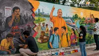 लखनऊ यूनिवर्सिटी के बाहर Gen-Z युवाओं ने बनाई वॉल पेंटिंग, दिखी यूपी के बदलाव की कहानी