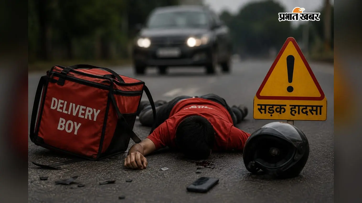 सड़क हादसे ने छीनी जिंदगी,अज्ञात वाहन की टक्कर से डिलीवरी ब्वॉय की मौत