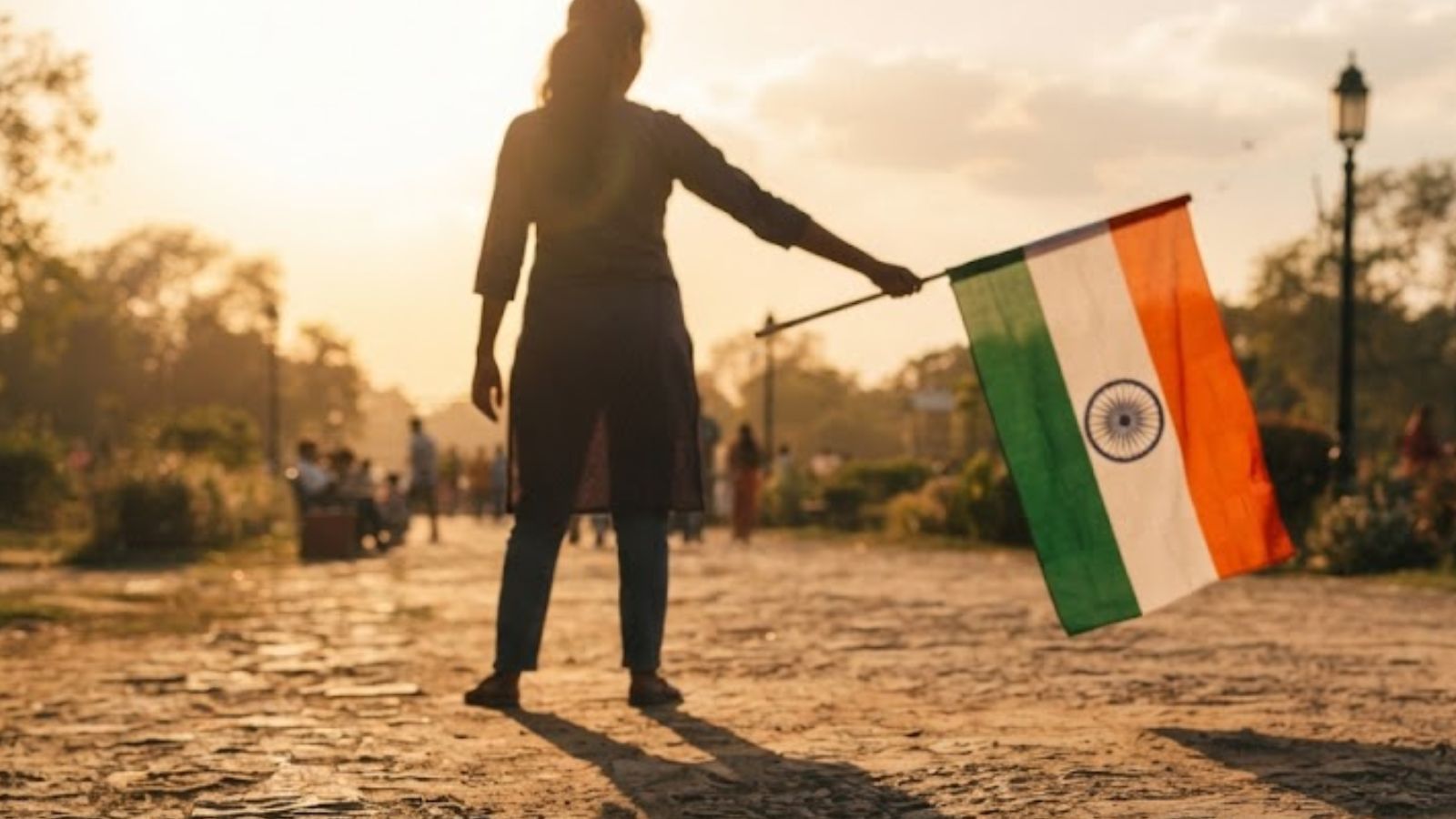 तिरंगे के साथ परछाई वाली फोटो, Pc - Ai