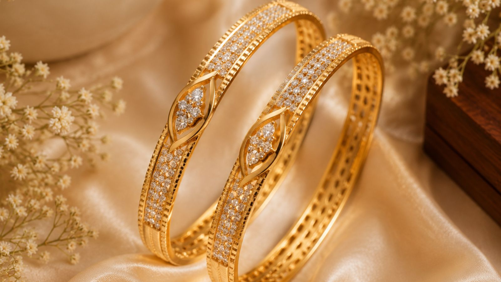 डायमंड स्टडेड गोल्ड कंगन, Pc - AI