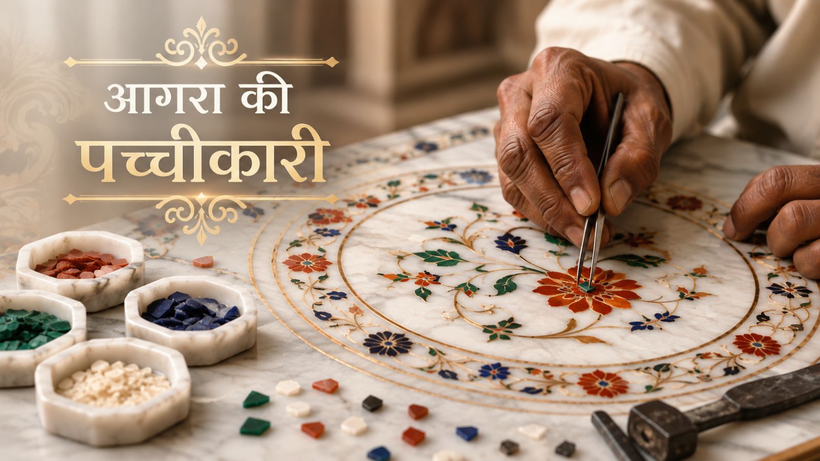 आगरा की पच्चीकारी (AI)