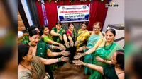 सावन मिलन मेहंदी प्रतियोगिता में रेणु गुप्ता बनीं सावन क्वीन, पौधे बांटकर दिया पर्यावरण संरक्षण का संदेश