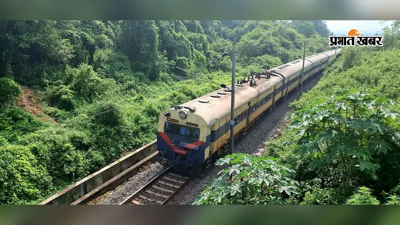 फोटो फाइल : 17 चितरपुर एच - हाथियों के समीप से गुजरता आद्रा - बरकाकाना पैसेंजर ट्रेन  | Prabhat Khabar Network