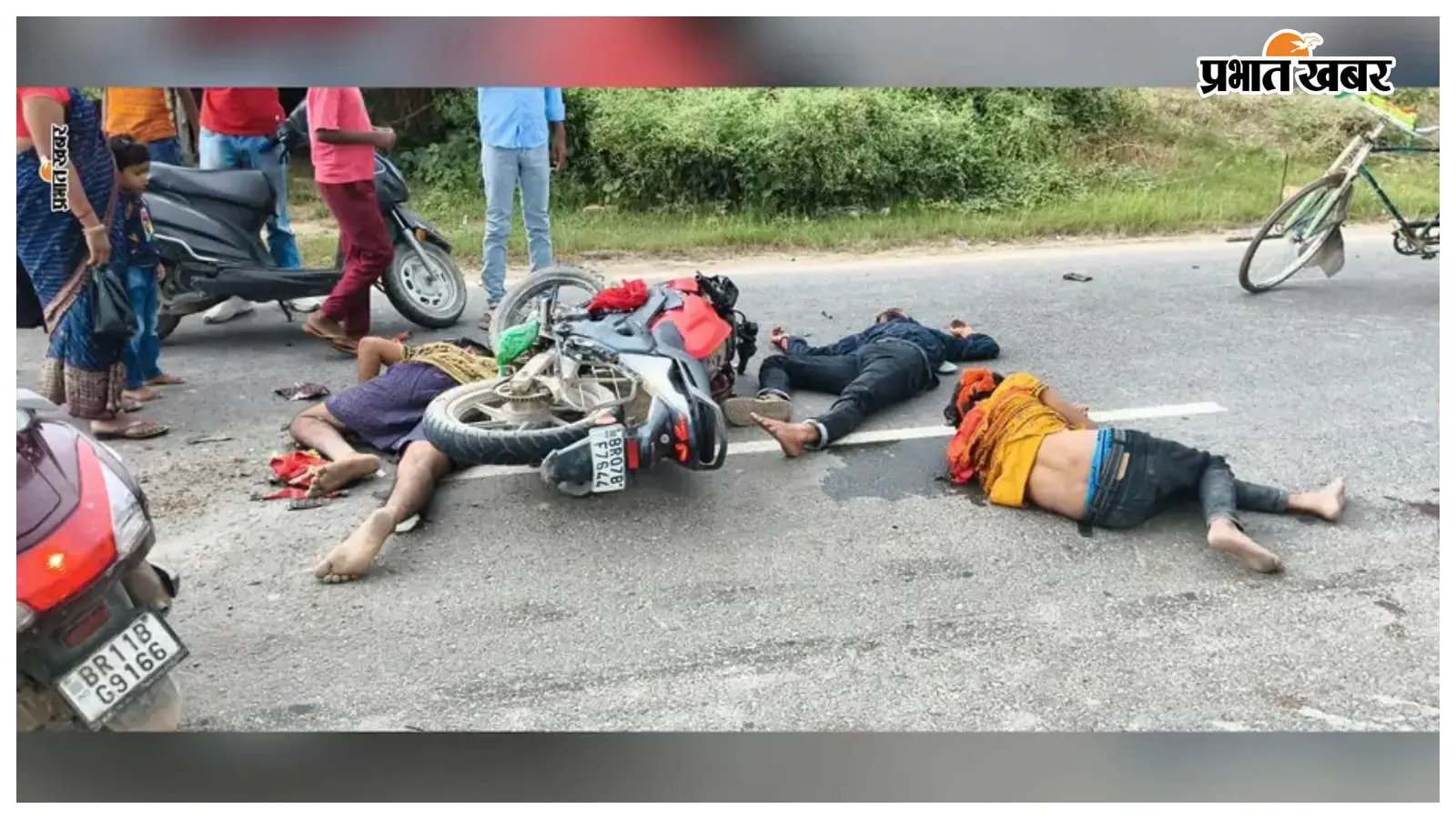 कुशेश्वरस्थान में जलाभिषेक कर लौट रहे चार कांवरिये सड़क हादसे में घायल, दो की हालत गंभीर