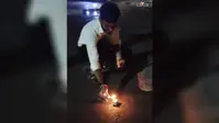 सीजीएल परीक्षाओं को रद्द होने की खुशी में बगोदर में आतिशबाजी