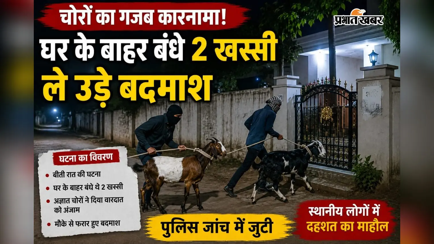 चोरों का गजब कारनामा! घर के बाहर बंधे 2 खस्सी ले उड़े बदमाश