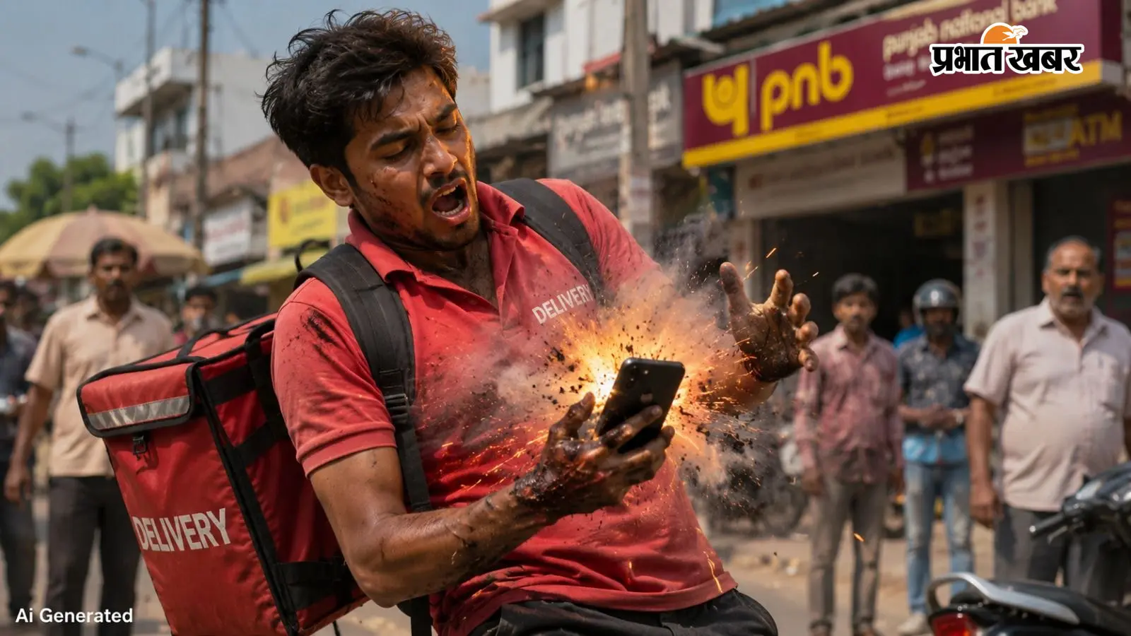 कॉल आया, जेब से फोन निकालते हुआ ब्लास्ट, डिलीवरी बॉय घायल, तेज धमाके से मची अफरा-तफरी