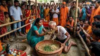 नांद में चारा खाने लगे 70 साल के बुधिराम, ग्रामीण बोले- शरीर में आते हैं ‘महिषासुर’, VIDEO वायरल