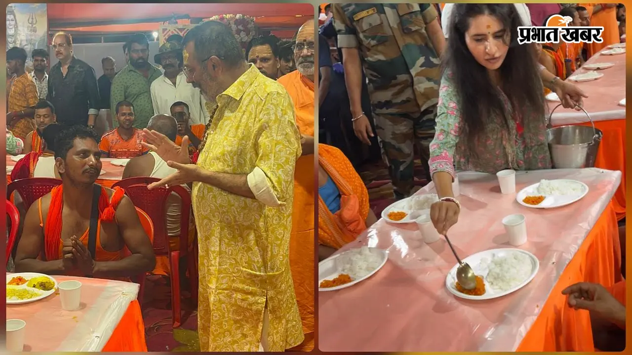 नमो सेवा शिविर में सांसद निशिकांत दुबे ने कांवरियों को कराया रात्रि भोजन